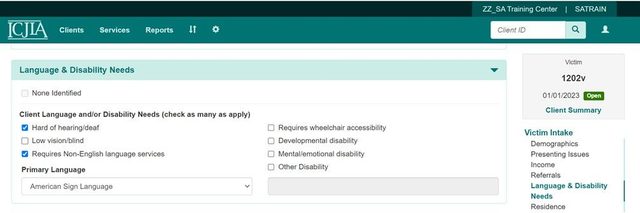 Language & Disability Needs